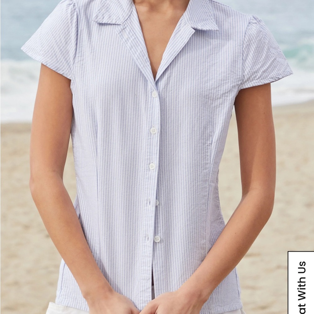 Brandy Melville Blue Striped Button-Down Shirt